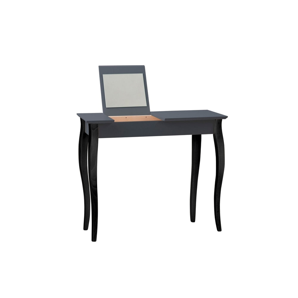 LILLO Sminkebord med spejl - 85x35cm sorte ben / grafit – eksakt packshot paa hvid baggrund