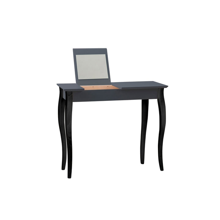 LILLO Sminkebord med spejl - 85x35cm sorte ben / grafit – eksakt packshot paa hvid baggrund