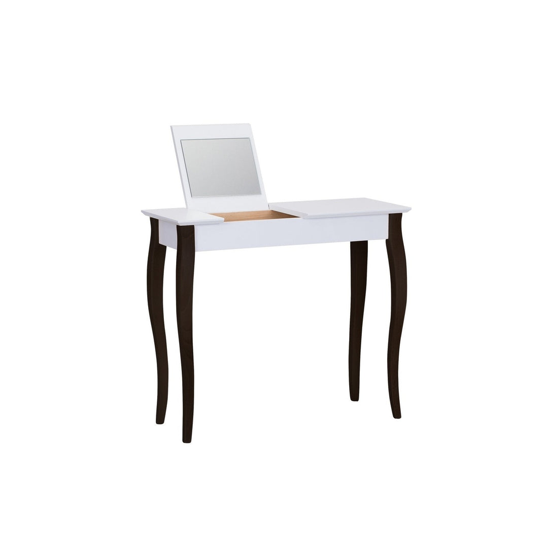 LILLO Sminkebord med spejl - 85x35cm Sorte Ben / Hvid – eksakt packshot paa hvid baggrund