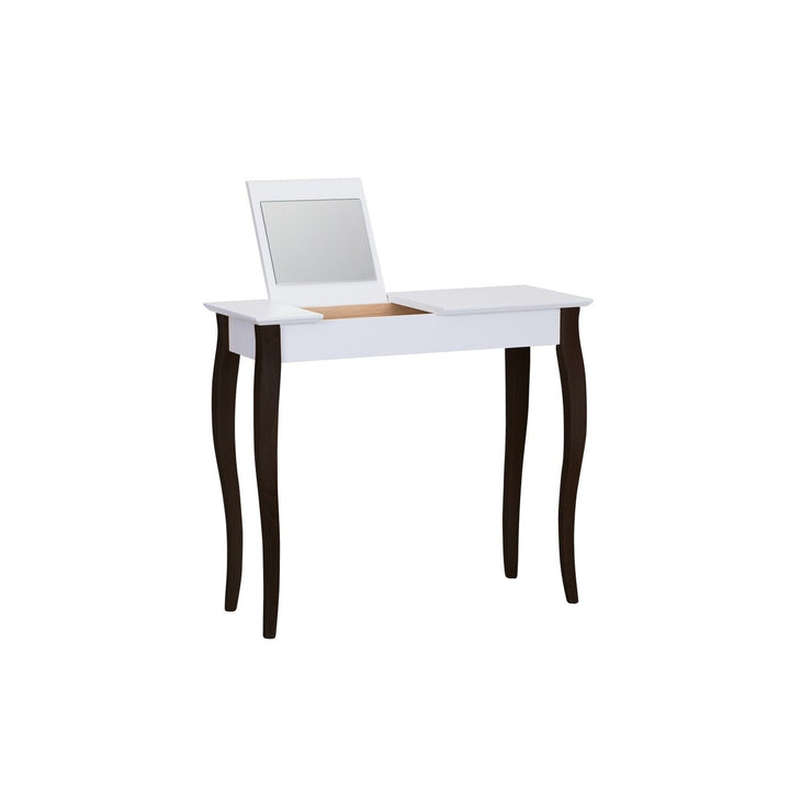 LILLO Sminkebord med spejl - 85x35cm Sorte Ben / Hvid – eksakt packshot paa hvid baggrund