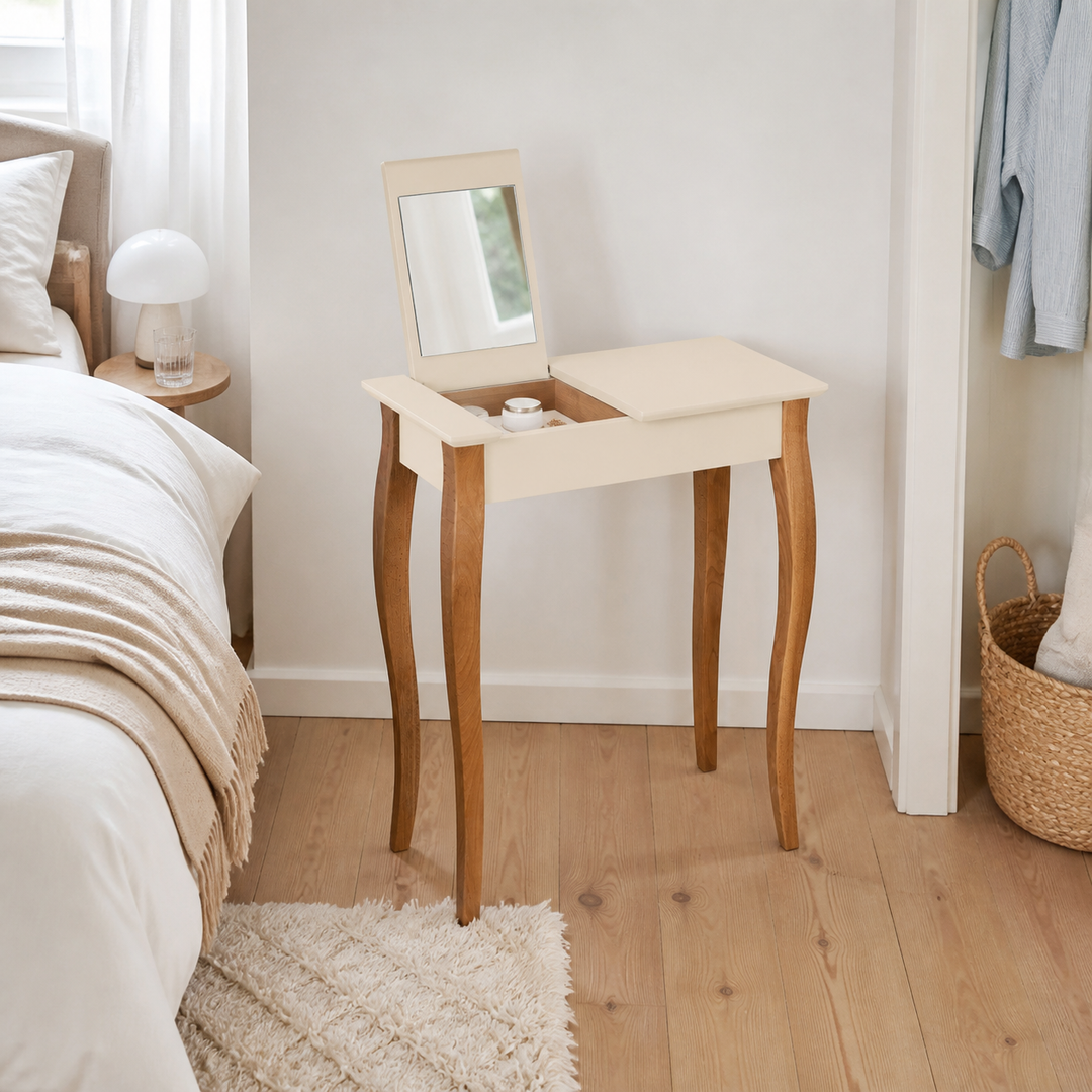 LILLO Sminkebord med spejl 65x35cm Hvid – vigtigste funktion