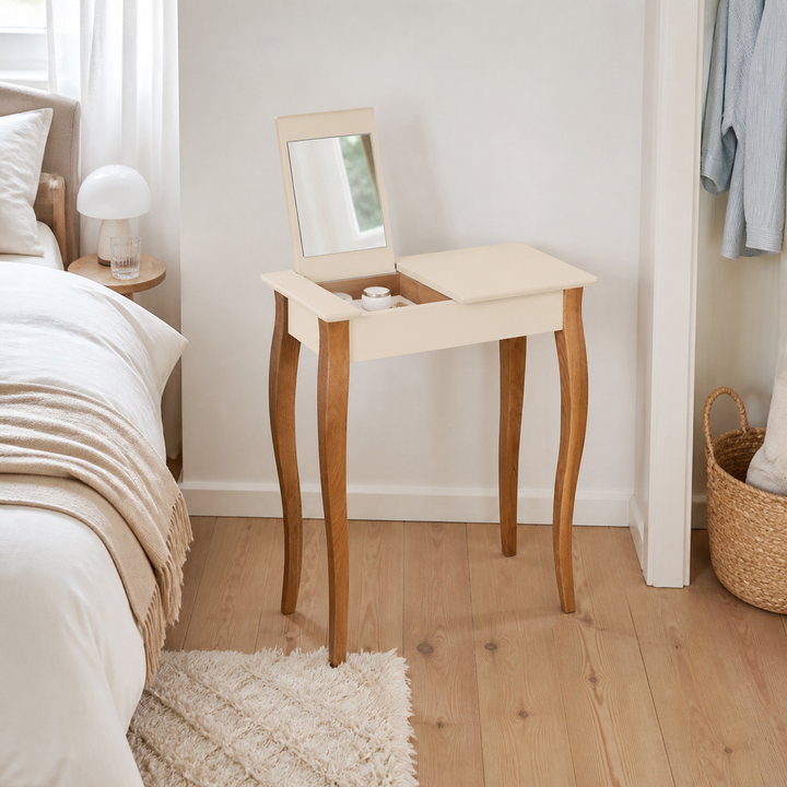 LILLO Sminkebord med spejl 65x35cm Hvid – vigtigste funktion