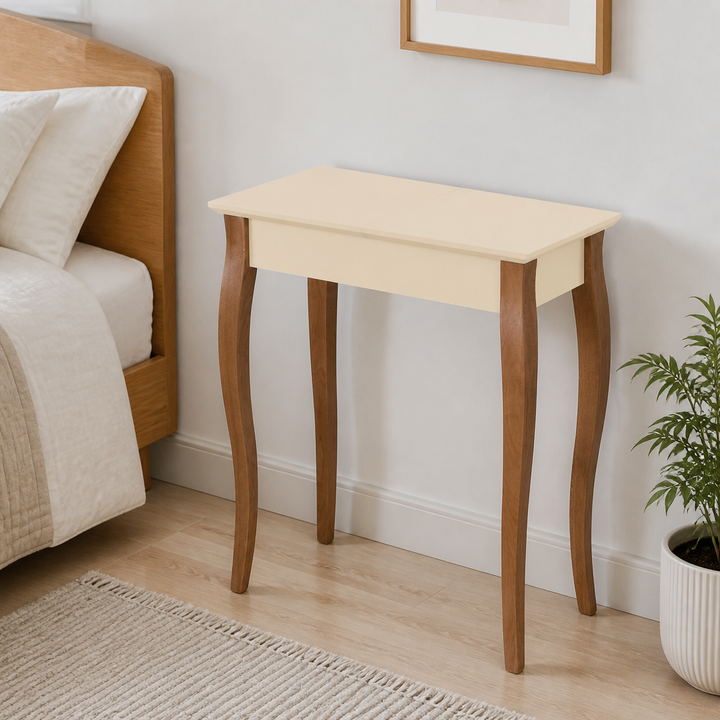 LILLO Sminkebord med spejl 65x35cm Hvid – hele produktet lukket i hjemmet