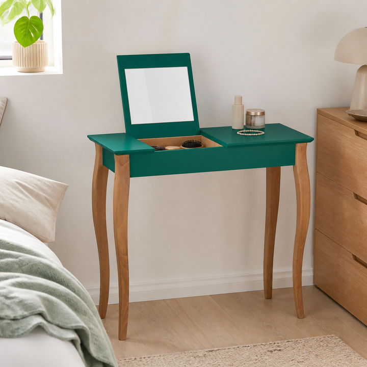 LILLO Sminkebord med spejl 85x35cm Grøn – vigtigste funktion