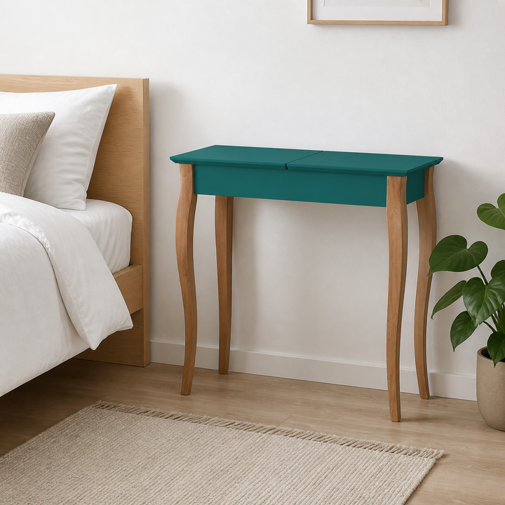 LILLO Sminkebord med spejl 85x35cm Grøn – hele produktet lukket i hjemmet