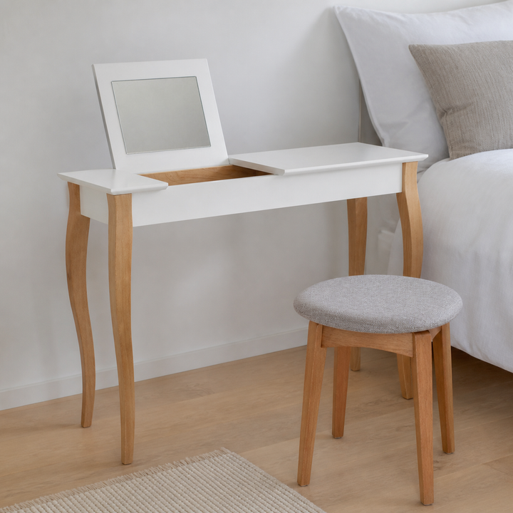 LILLO stort sminkebord - 105x35cm Hvide/ Hvide ben – materiale- eller konstruktionsdetalje