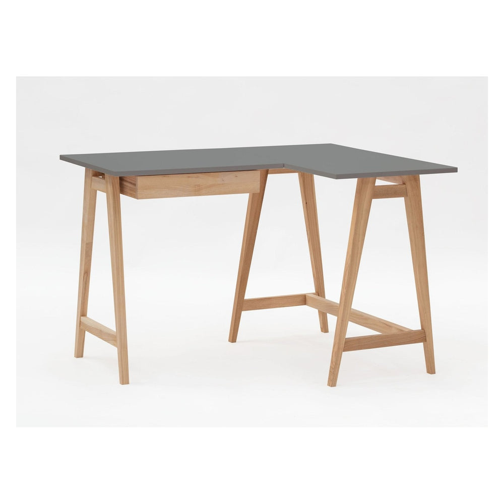 LUKA Asketræ Hjørneskrivebord B 115cm x D 85cm / Mørkegrå Højre Side – eksakt packshot paa hvid baggrund