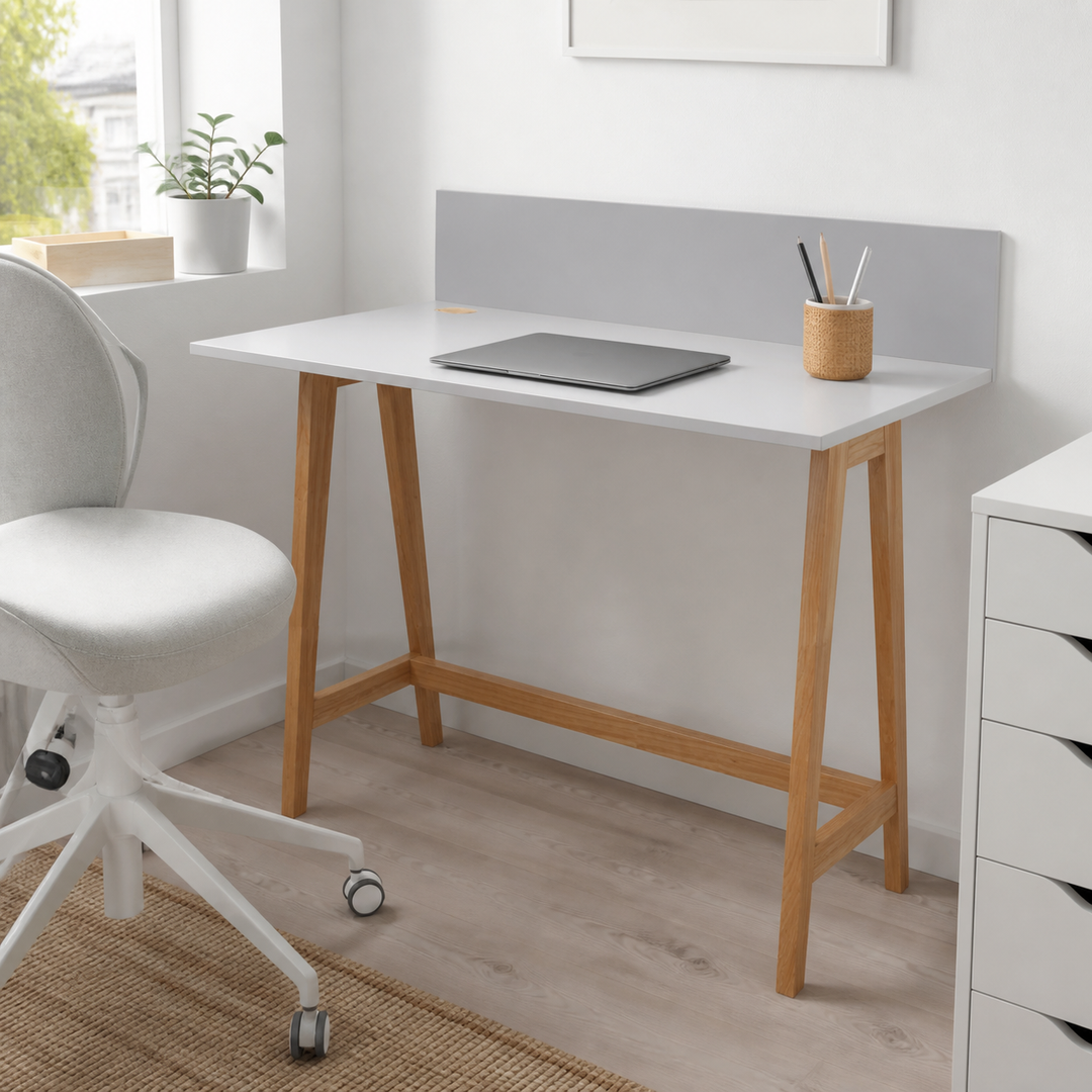 LUKA Asketræ Skrivebord 110x50cm / Lysegrå – materiale- eller konstruktionsdetalje
