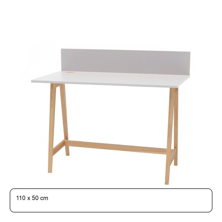 LUKA Asketræ Skrivebord 110x50cm / Lysegrå – maaldigram