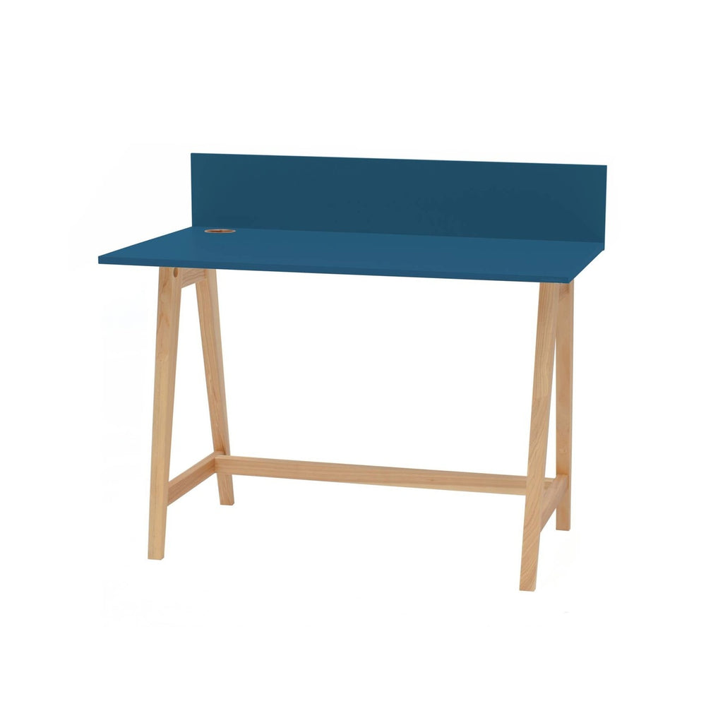 LUKA Asketræ Skrivebord 110x50cm / Petrol Blue – eksakt packshot paa hvid baggrund