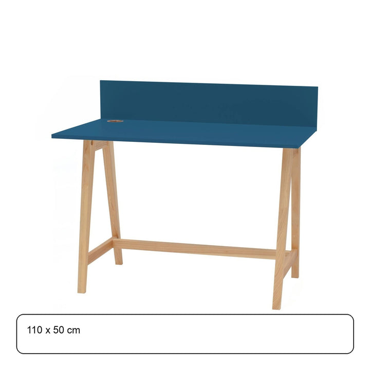 LUKA Asketræ Skrivebord 110x50cm / Petrol Blue – maaldigram