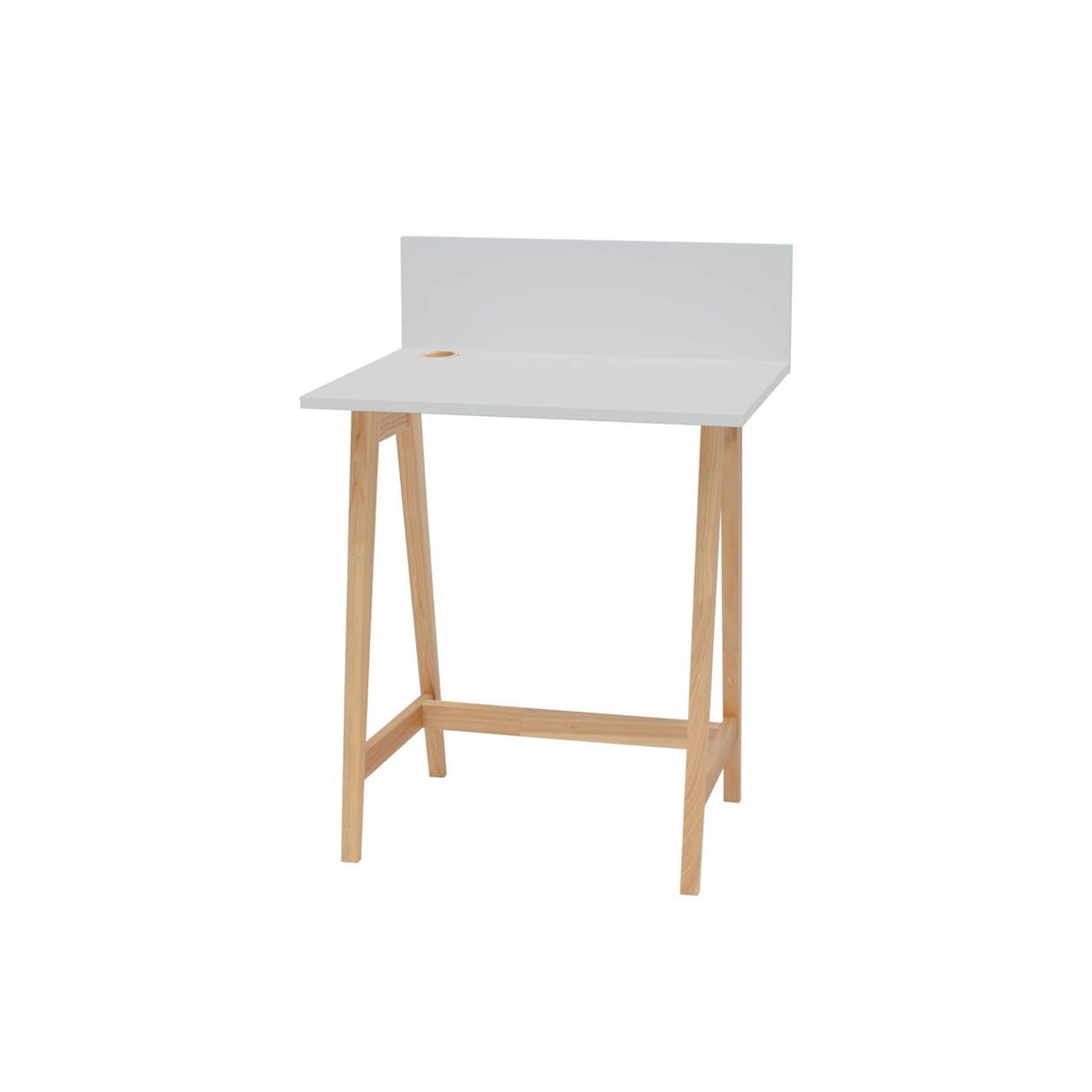 LUKA Asketræ Skrivebord 65x50cm / Lysegrå – eksakt packshot paa hvid baggrund