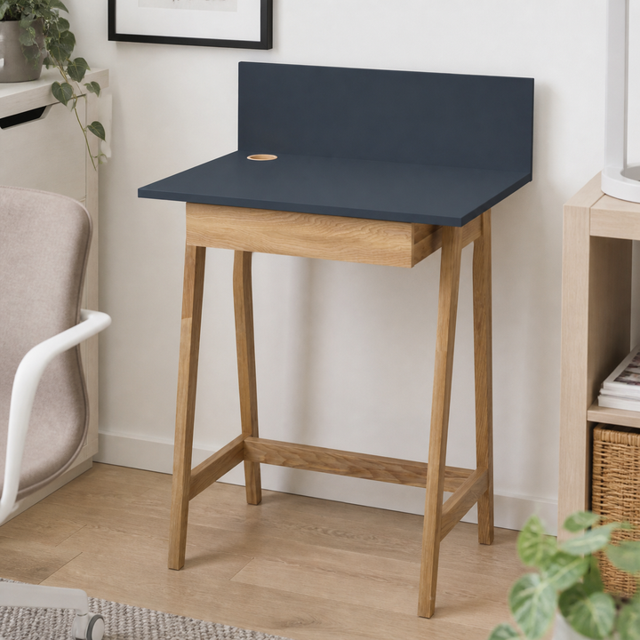 LUKA Asketræ Skrivebord 65x50cm med Skuffe / Grafit – materiale- eller konstruktionsdetalje