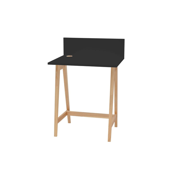 LUKA Asketræ Skrivebord 65x50cm Sort – eksakt packshot paa hvid baggrund