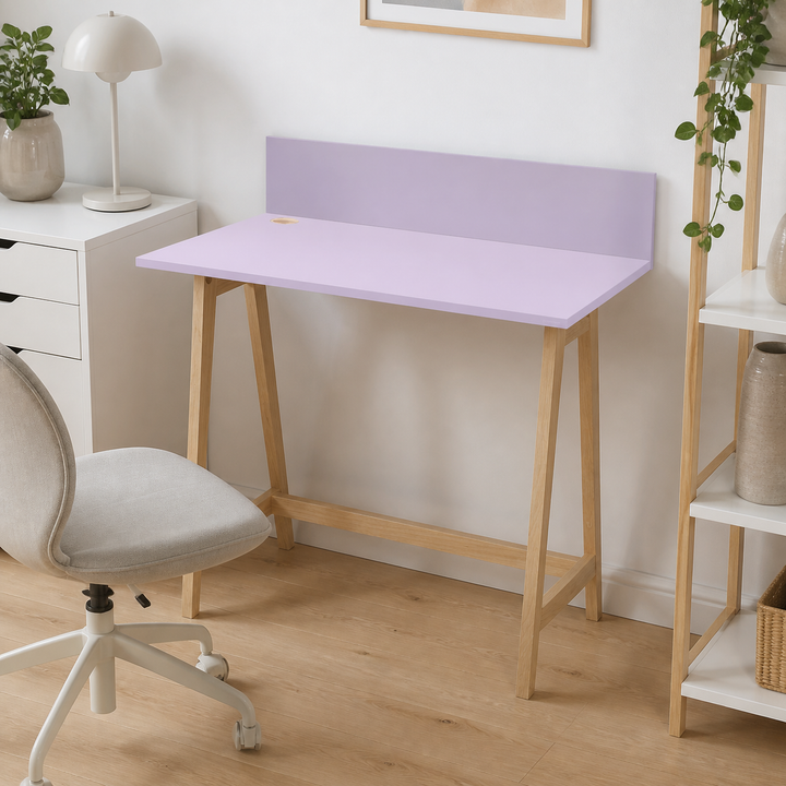 LUKA Asketræ Skrivebord 85x50cm / Pink – anden naturlig anvendelse eller vinkel