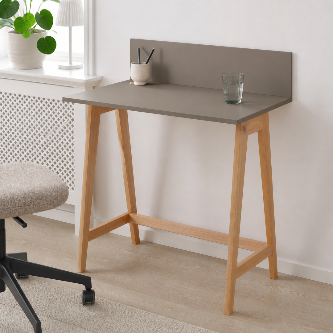 LUKA Asketræ Skrivebord 85x50cm Brun – materiale- eller konstruktionsdetalje