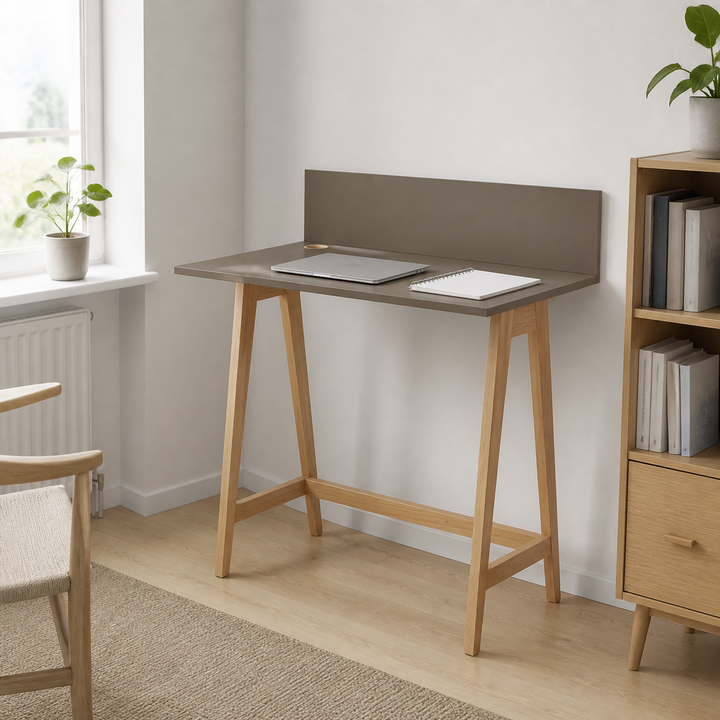 LUKA Asketræ Skrivebord 85x50cm Brun – anden naturlig anvendelse eller vinkel