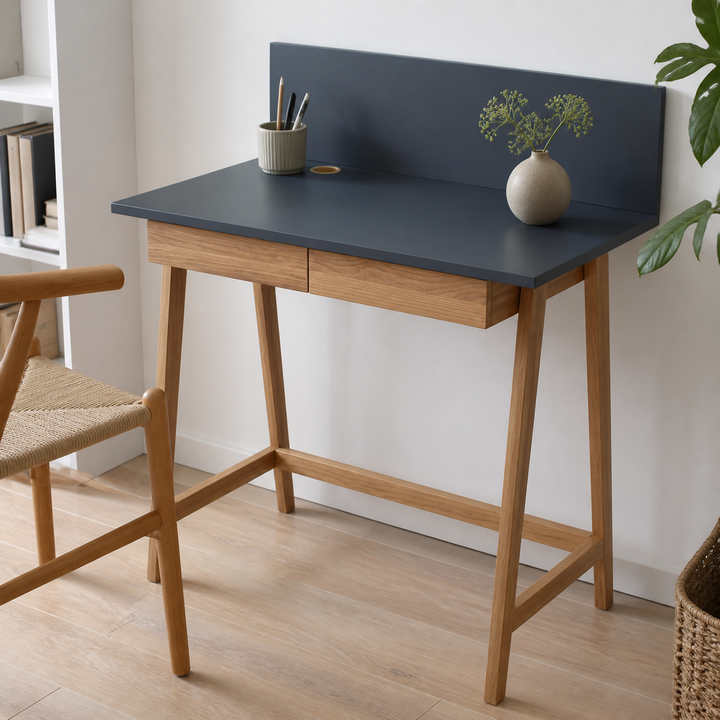 LUKA Asketræ Skrivebord 85x50cm med Skuffe / Grafit – materiale- eller konstruktionsdetalje