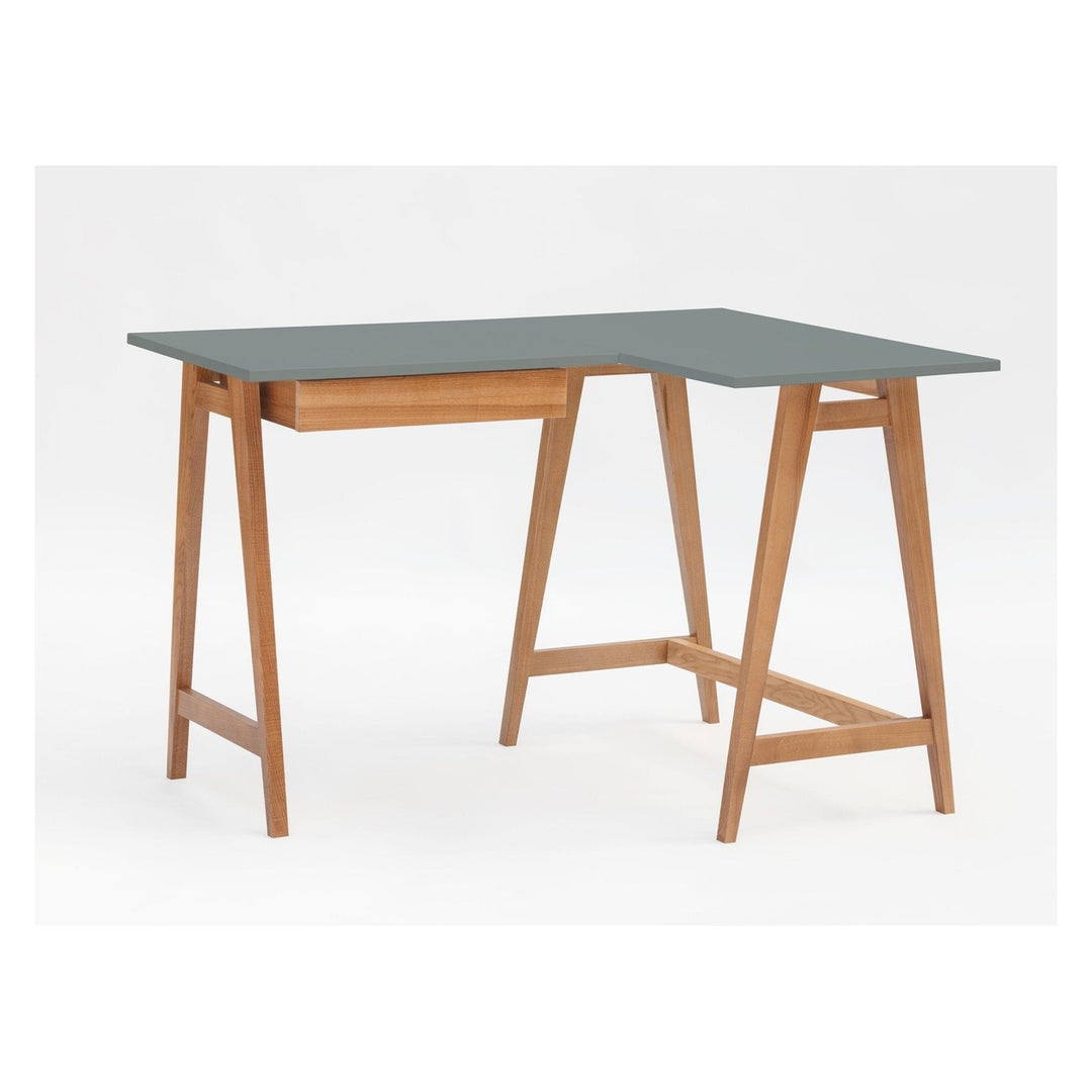 LUKA Hjørneskrivebord B 115cm x D 85cm / Mørkegrå Eg Højre Side – eksakt packshot paa hvid baggrund