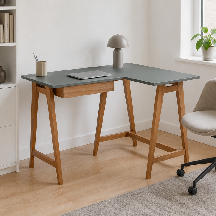 LUKA Hjørneskrivebord B 115cm x D 85cm / Mørkegrå Eg Højre Side – anden naturlig anvendelse eller vinkel