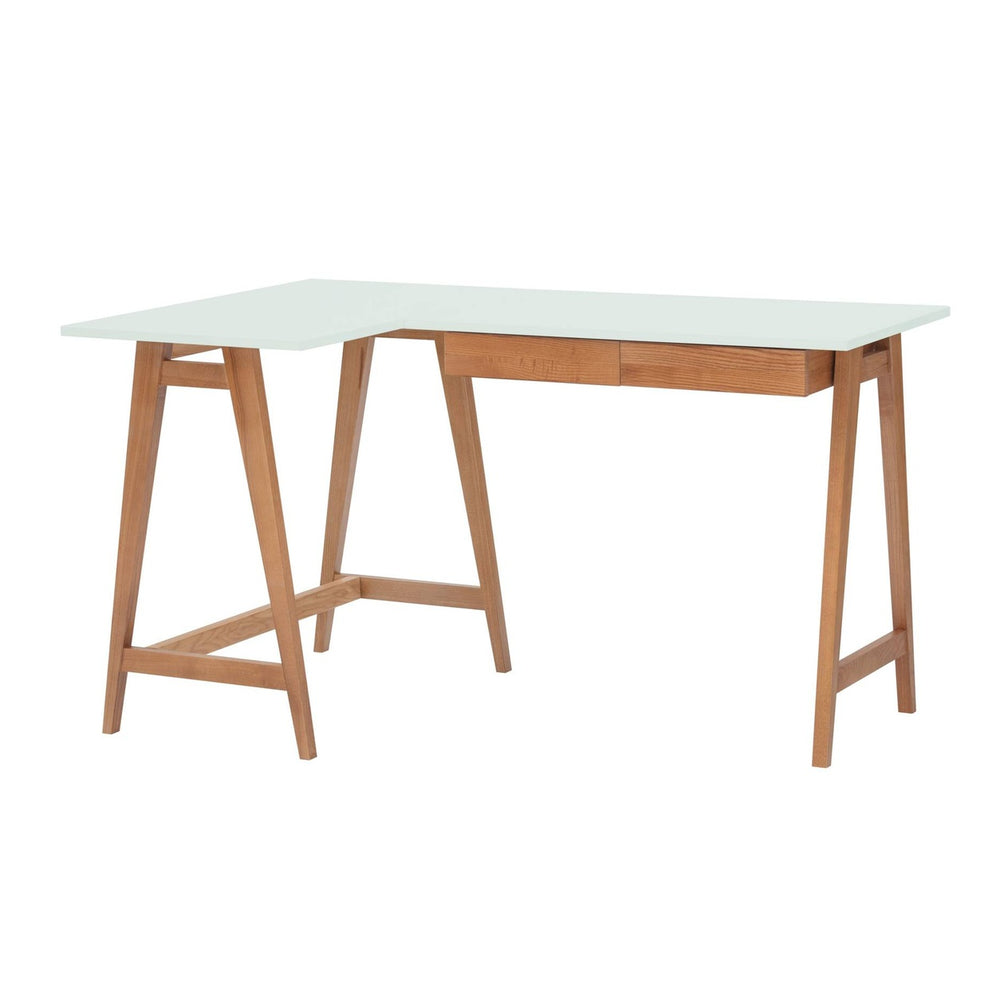 LUKA Hjørneskrivebord B 135cm x D 85cm Fleeting Mint Eg Venstre Side – eksakt packshot paa hvid baggrund