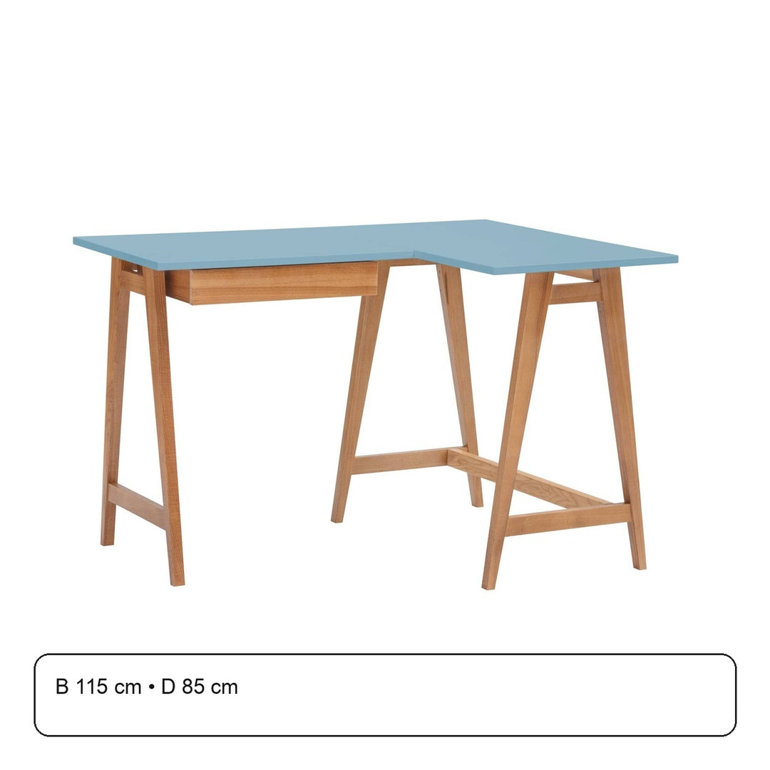 LUKA Hjørneskrivebord B115cm x D85cm Blå Eg Højre Side – maaldigram