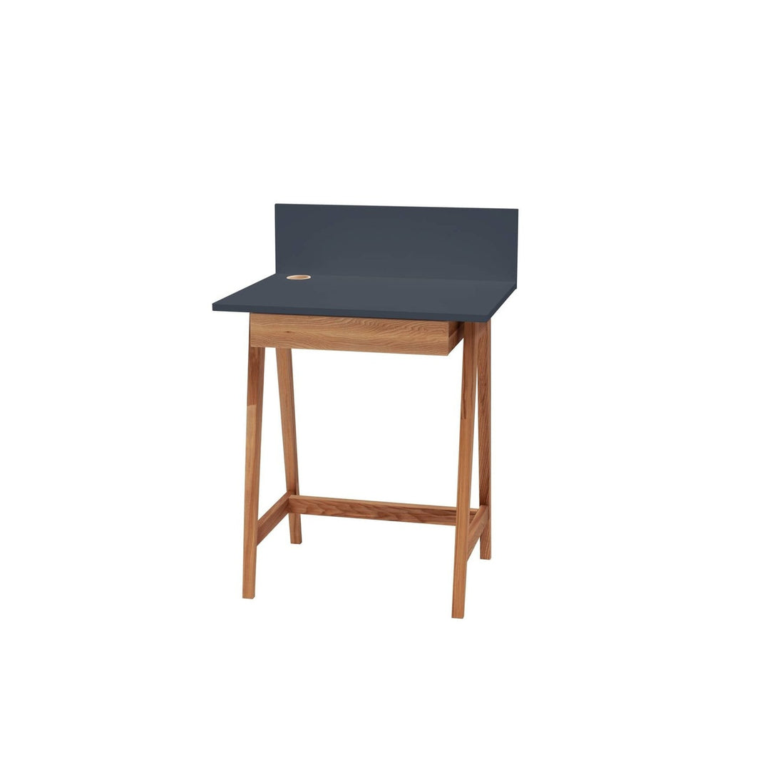 LUKA Skrivebord 65x50cm med Skuffe Eg / Grafit – eksakt packshot paa hvid baggrund