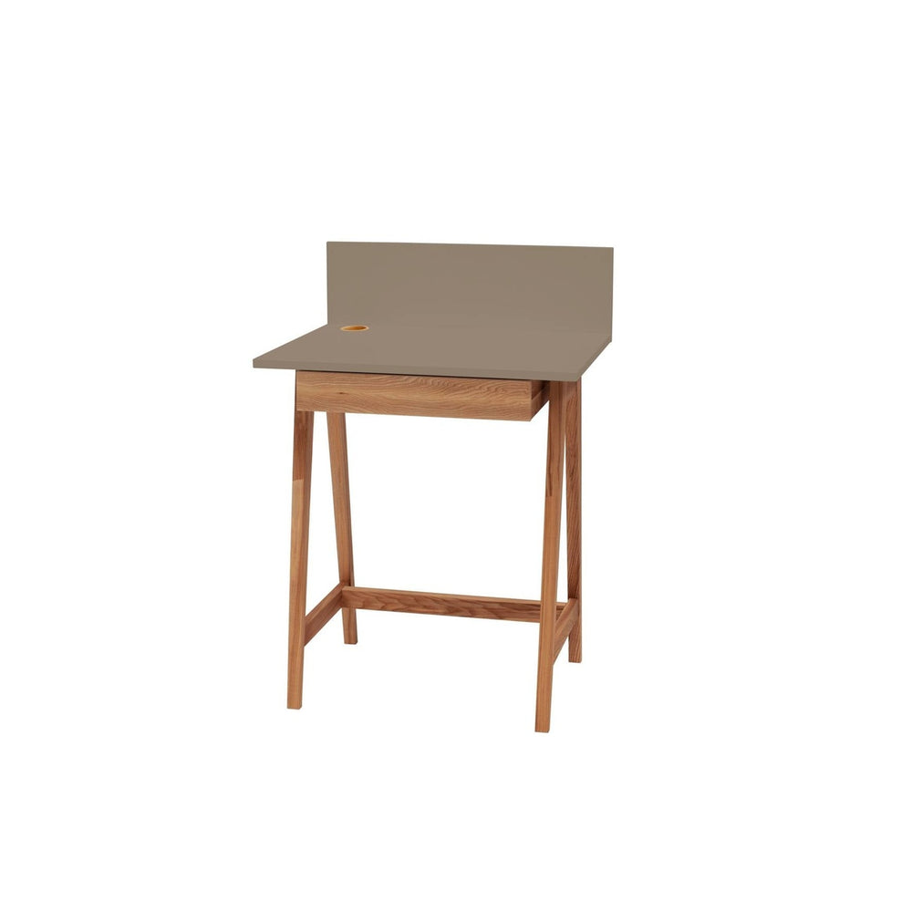 LUKA Skrivebord 65x50cm med Skuffe Eg Brun – eksakt packshot paa hvid baggrund