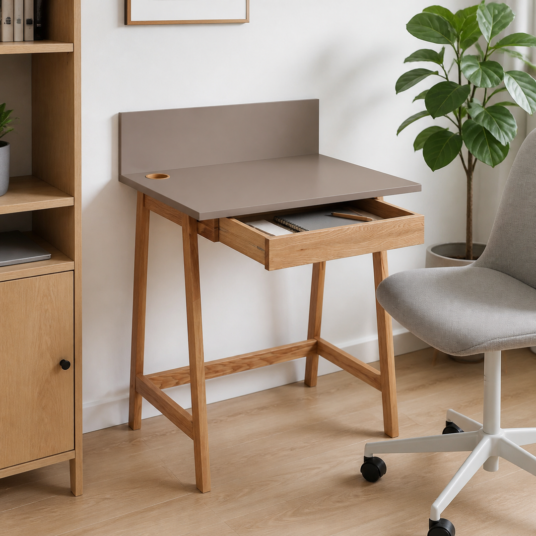 LUKA Skrivebord 65x50cm med Skuffe Eg Brun – vigtigste funktion