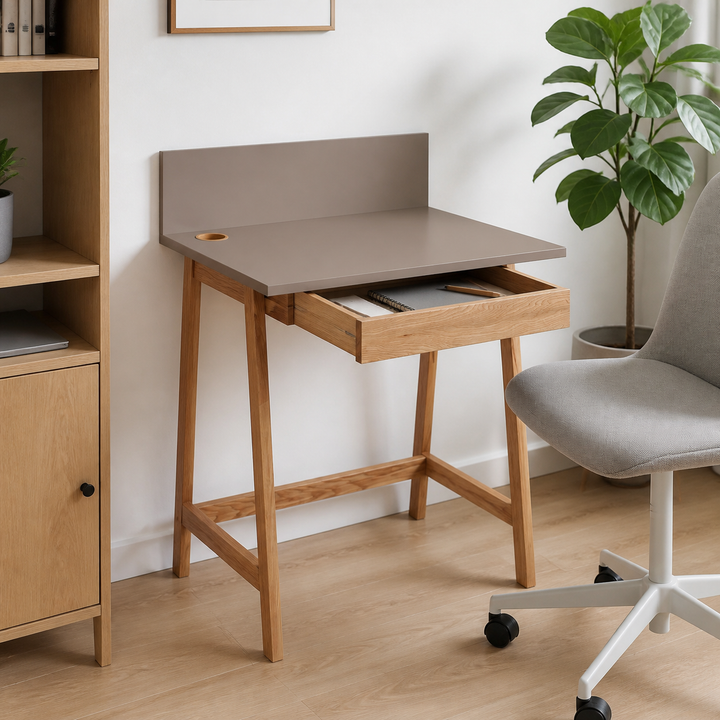 LUKA Skrivebord 65x50cm med Skuffe Eg Brun – vigtigste funktion
