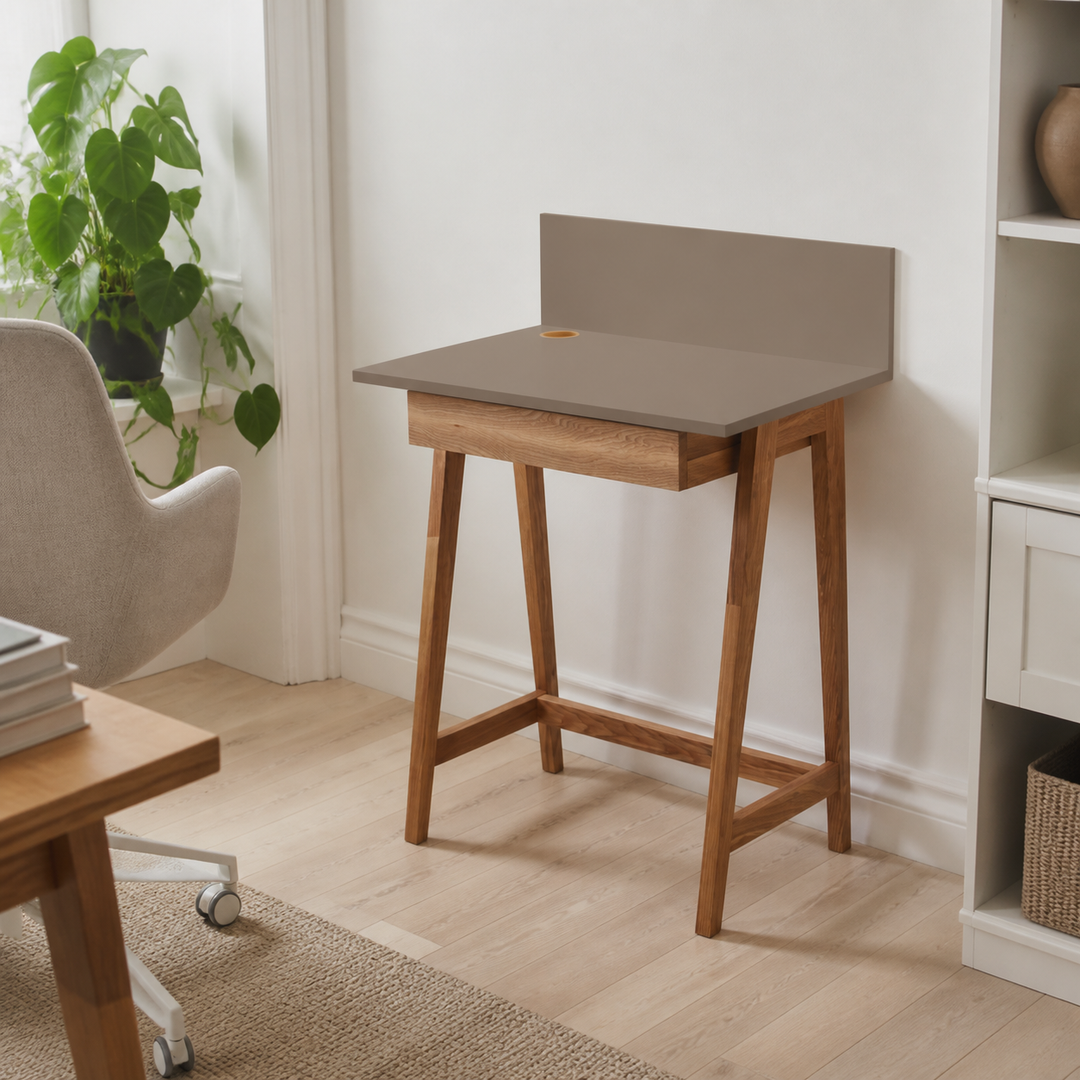 LUKA Skrivebord 65x50cm med Skuffe Eg Brun – anden naturlig anvendelse eller vinkel
