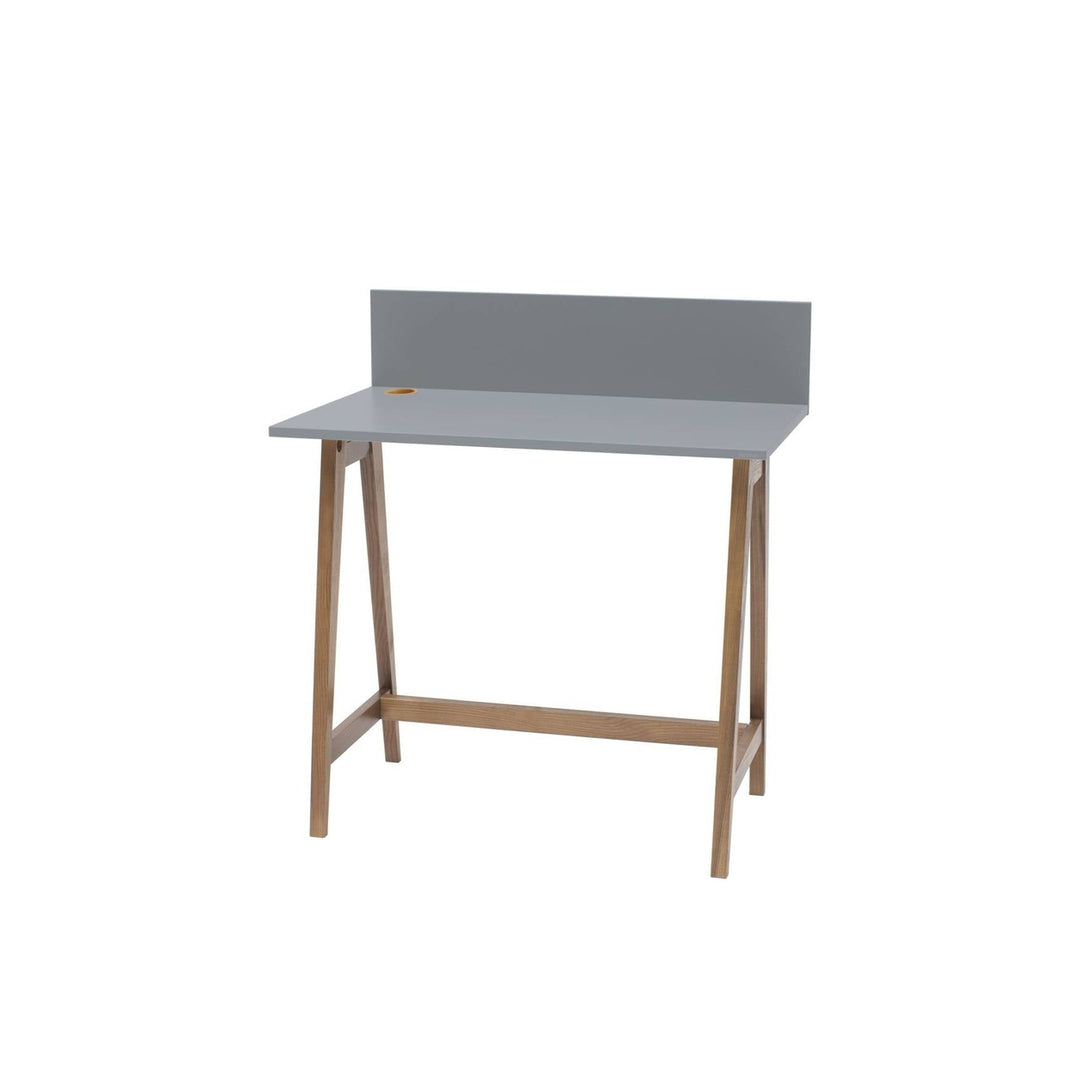 LUKA Skrivebord 85x50cm Eg / Mørkegrå – eksakt packshot paa hvid baggrund