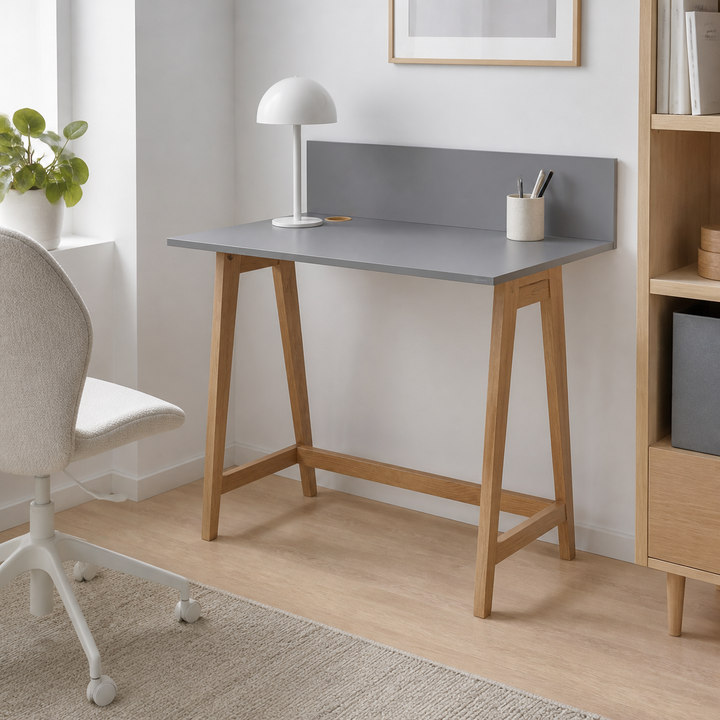 LUKA Skrivebord 85x50cm Eg / Mørkegrå – anden naturlig anvendelse eller vinkel