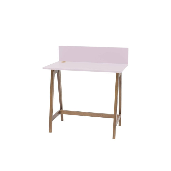 LUKA Skrivebord 85x50cm Eg / Pink – eksakt packshot paa hvid baggrund