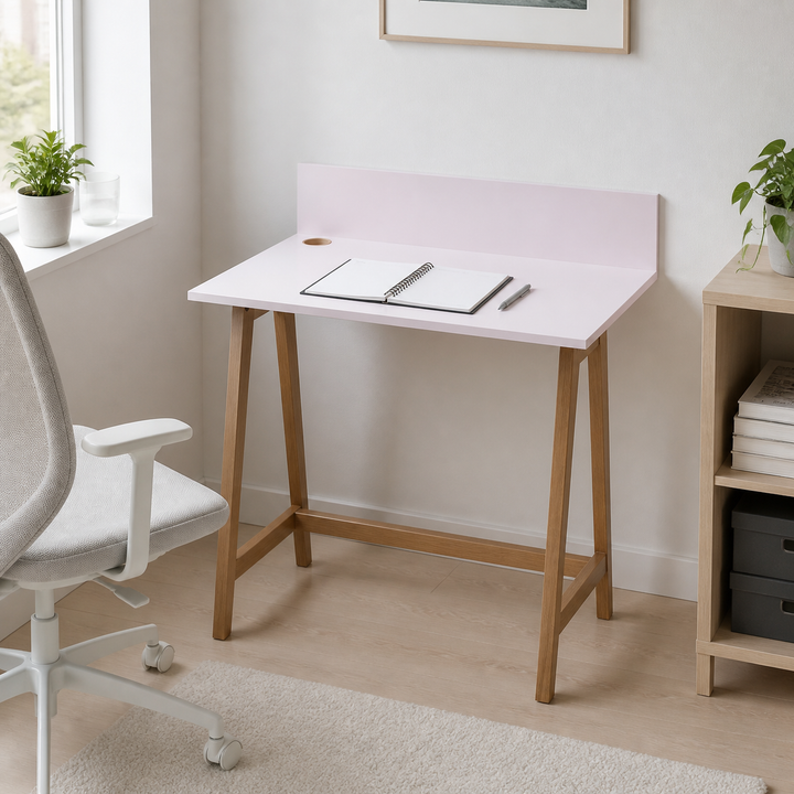 LUKA Skrivebord 85x50cm Eg / Pink – vigtigste funktion
