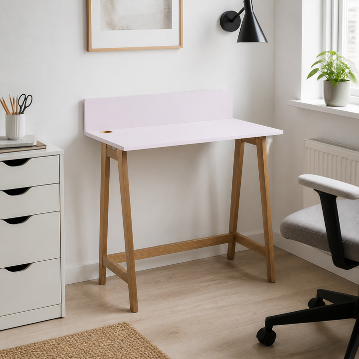 LUKA Skrivebord 85x50cm Eg / Pink – anden naturlig anvendelse eller vinkel