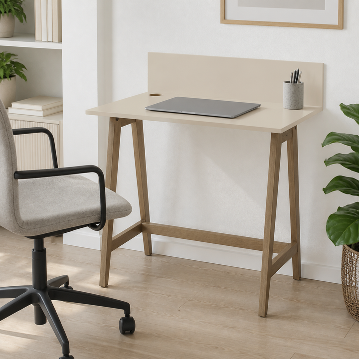 LUKA Skrivebord 85x50cm Eg Brun Beige – vigtigste funktion