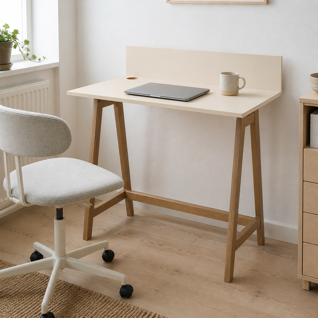 LUKA Skrivebord 85x50cm Eg Brun Beige – materiale- eller konstruktionsdetalje