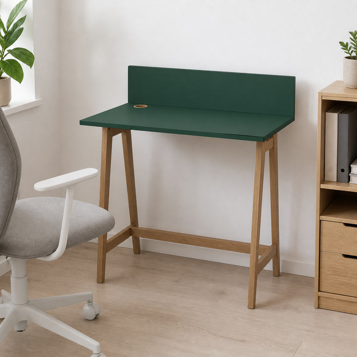 LUKA Skrivebord 85x50cm Eg Grøn – hele produktet lukket i hjemmet