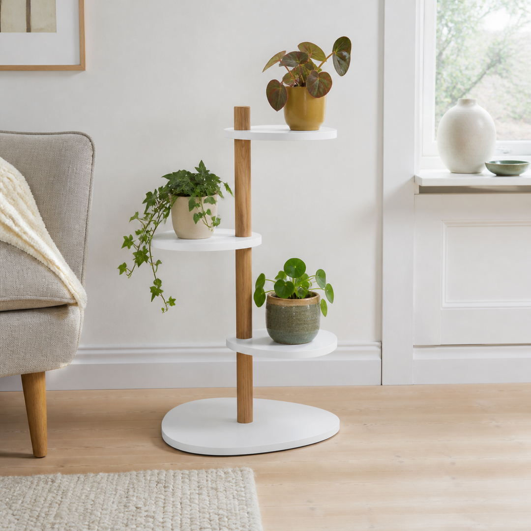 MAGLA 3-lags Asketræ Plantestand B55 x H91cm Hvid – vigtigste funktion
