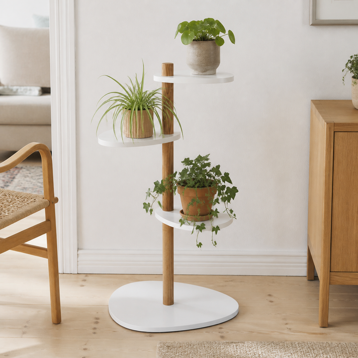 MAGLA 3-lags Asketræ Plantestand B55 x H91cm Hvid – anden naturlig anvendelse eller vinkel