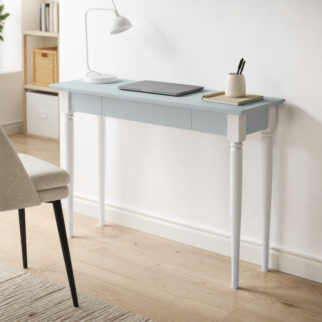 MAMO Skrivebord 105x40 cm  Hvide Ben / Lysegrå – materiale- eller konstruktionsdetalje