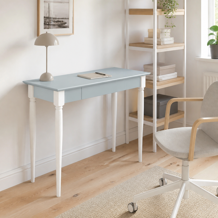 MAMO Skrivebord 105x40 cm  Hvide Ben / Lysegrå – anden naturlig anvendelse eller vinkel