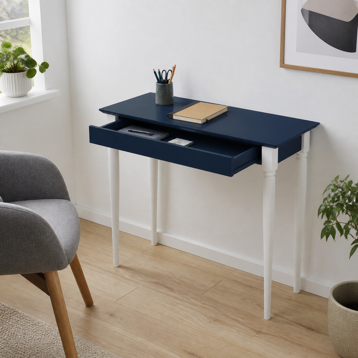 MAMO Skrivebord 105x40 cm  Hvide Ben / Marineblå – vigtigste funktion