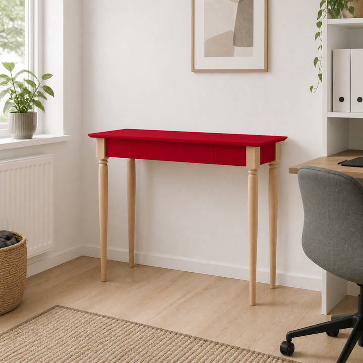 MAMO Skrivebord 105x40 cm  Hvide Ben / Marineblå – hele produktet lukket i hjemmet