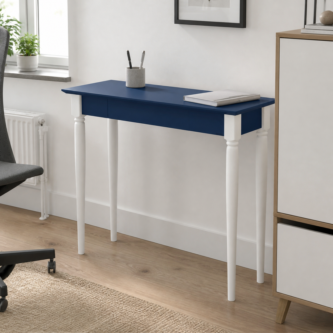 MAMO Skrivebord 105x40 cm  Hvide Ben / Marineblå – materiale- eller konstruktionsdetalje