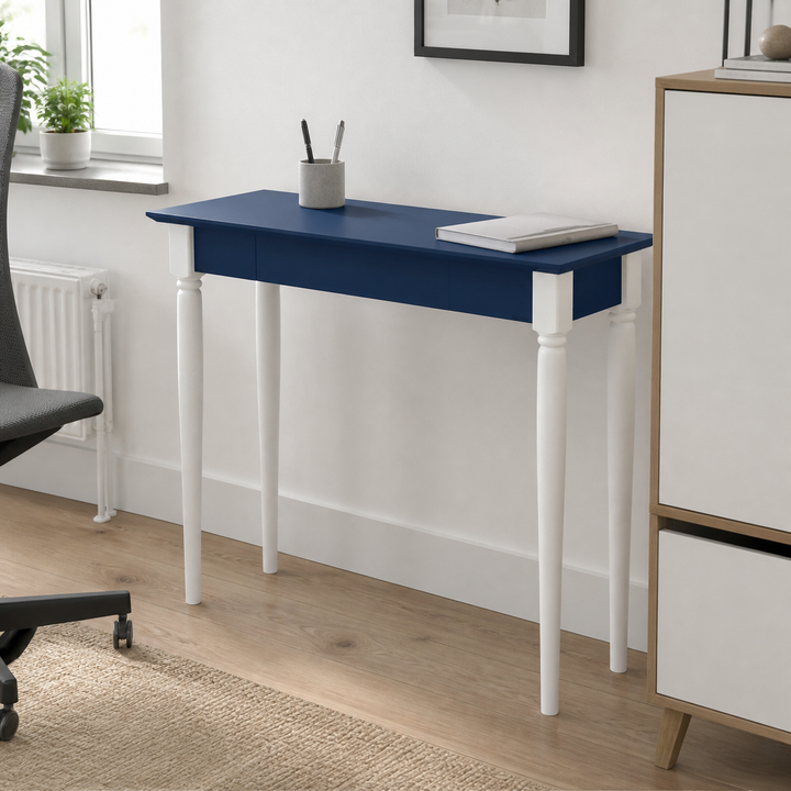 MAMO Skrivebord 105x40 cm  Hvide Ben / Marineblå – materiale- eller konstruktionsdetalje