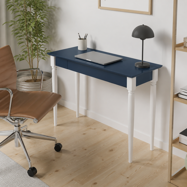 MAMO Skrivebord 105x40 cm  Hvide Ben / Marineblå – anden naturlig anvendelse eller vinkel
