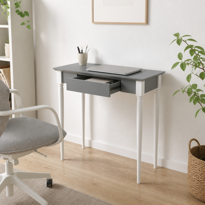 MAMO Skrivebord 65x40 cm - Hvide Ben / Mørkegrå – vigtigste funktion