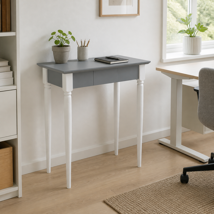 MAMO Skrivebord 65x40 cm - Hvide Ben / Mørkegrå – anden naturlig anvendelse eller vinkel